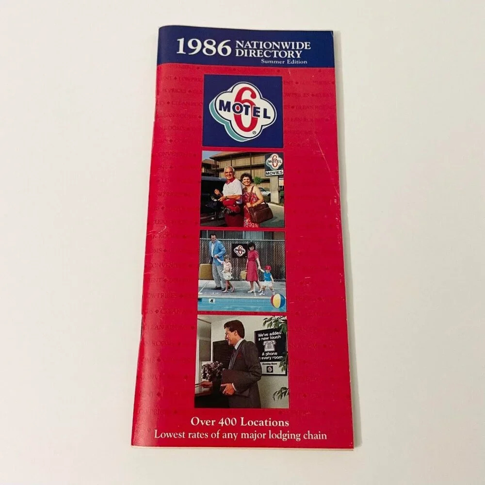 Vintage 1986 Motel 6 Nationwide Directory Brochure Pamphlet Summer Edition